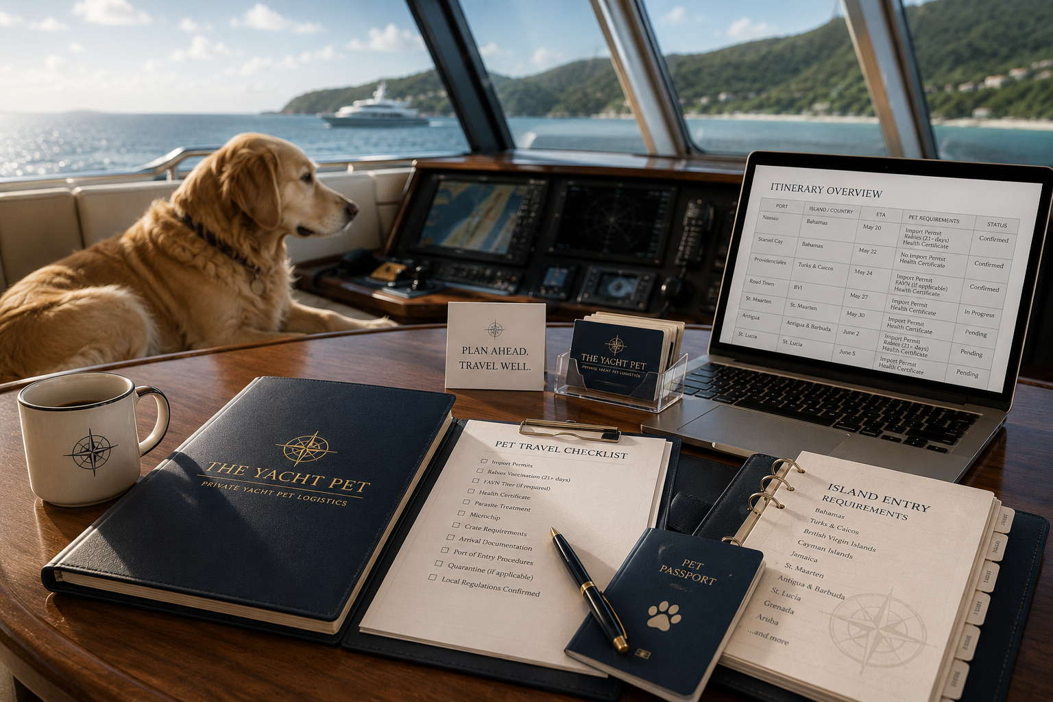 Pet travel planning and yacht operations
